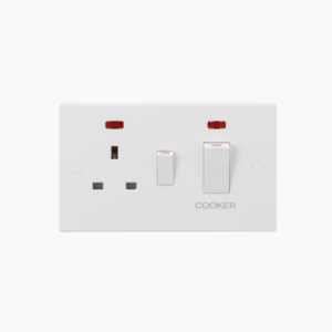 45A DP Cooker Switch and 13A Socket with Neons (White Rocker)