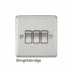 10AX 3G 2 Way Plate Switch - Rounded Edge Brushed Chrome