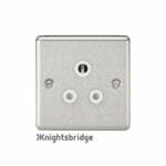 5A Unswitched Socket - Rounded Edge Brushed Chrome Finish with White Insert