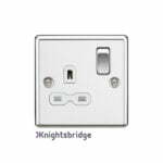 13A 1G DP Switched Socket with White Insert - Rounded Edge Polished Chrome