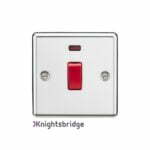 45A DP Switch with Neon (single size) - Rounded Edge Polished Chrome