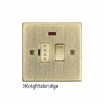 13A Switched Fused Spur Unit with Neon - Square Edge Antique Brass