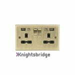 13A 2G switched socket with dual USB charger A + A (2.4A) - Antique brass with black insert