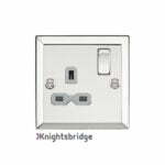13A 1G DP Switched Socket with Grey Insert - Bevelled Edge Polished Chrome