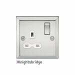 13A 1G DP Switched Socket with White Insert - Bevelled Edge Polished Chrome