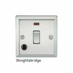 20A 1G DP Switch with Neon & Flex Outlet - Bevelled Edge Polished Chrome