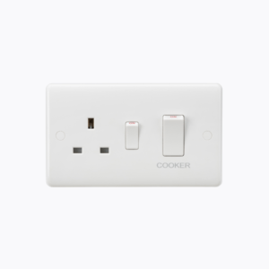 Curved Edge 45A DP Cooker Switch and 13A Socket (White Rocker)