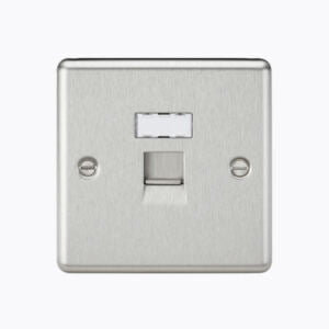 RJ45 Network Outlet - Rounded Edge Brushed Chrome