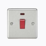 45A DP Switch with Neon (single size) - Rounded Edge Brushed Chrome