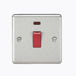 45A DP Switch with Neon (single size) - Rounded Edge Brushed Chrome