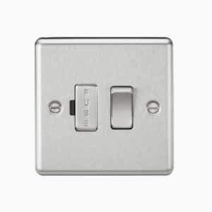 13A Switched Fused Spur Unit - Rounded Edge Brushed Chrome