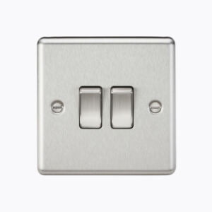10AX 2G 2 Way Plate Switch - Rounded Edge Brushed Chrome