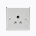 5A Unswitched Socket - Rounded Edge Brushed Chrome Finish with Grey Insert