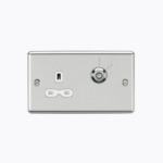 13A 1G DP Lockable socket - Brushed Chrome with white insert