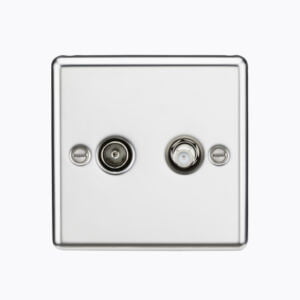 TV & SAT TV Outlet (isolated) - Rounded Edge Polished Chrome