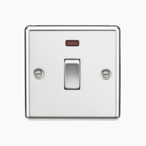 20A 1G DP Switch with Neon - Rounded Edge Polished Chrome
