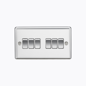 10AX 6G 2 Way Plate Switch - Rounded Edge Polished Chrome