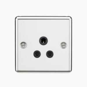 5A Unswitched Socket - Rounded Edge Polished Chrome Finish with Black Insert