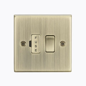 13A Switched Fused Spur Unit - Square Edge Antique Brass