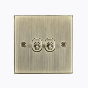 10AX 2G 2 Way Toggle Switch - Square Edge Antique Brass