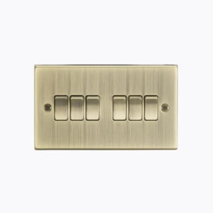 10AX 6G 2 Way Plate Switch - Square Edge Antique Brass