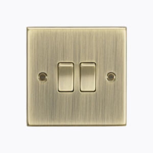 10AX 2G 2 Way Plate Switch - Square Edge Antique Brass