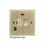 13A Switched Fused Spur Unit with Neon & Flex Outlet - Square Edge Antique Brass