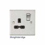 13A 1G DP Switched Socket with Black Insert - Square Edge Brushed Chrome