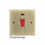 45A DP Switch with Neon (single size) - Square Edge Antique Brass