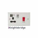 45A DP Switch & 13A Switched Socket with Dual USB Charger 2.4A - Brushed Chrome with black insert