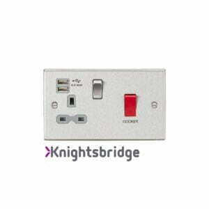 45A DP Switch & 13A Switched Socket with Dual USB Charger 2.4A - Brushed Chrome with grey insert