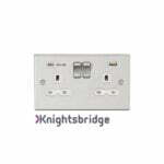 13A 2G DP Switched Socket with Dual USB Charger (Type-C FASTCHARGE port) - Brushed Chrome/White