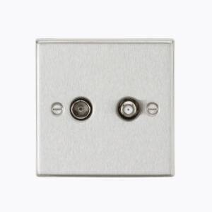 TV & SAT TV Outlet (isolated) - Square Edge Brushed Chrome