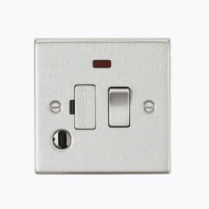 13A Switched Fused Spur Unit with Neon & Flex Outlet - Square Edge Brushed Chrome