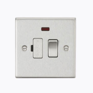 13A Switched Fused Spur Unit with Neon - Square Edge Brushed Chrome