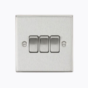 10AX 3G 2 Way Plate Switch - Square Edge Brushed Chrome