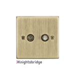 TV & SAT TV Outlet (isolated) - Square Edge Antique Brass