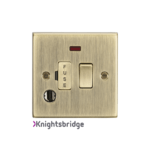 13A Switched Fused Spur Unit with Neon & Flex Outlet - Square Edge Antique Brass