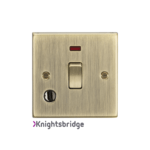 20A 1G DP Switch with Neon & Flex Outlet - Square Edge Antique Brass