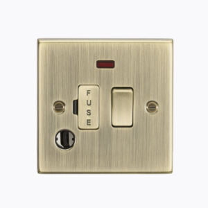 13A Switched Fused Spur Unit with Neon & Flex Outlet - Square Edge Antique Brass