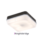 IP65 28W HF Square Emergency Bulkhead with Opal Diffuser and Black Base