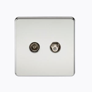 Screwless TV & SAT TV Outlet (Isolated) - Polished Chrome