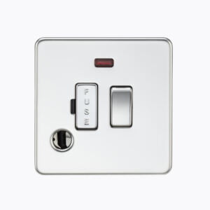 13A Switched Fused Spur with Neon and Flex Outlet - Polished Chrome