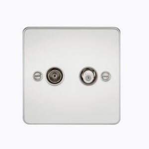 FP0140PC Flat Plate TV and SAT TV Outlet (isolated) - Polished Chrome