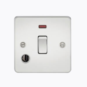 Flat Plate 20A 1G DP switch with neon and flex outlet - polished chrome