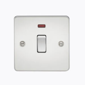 Flat Plate 20A 1G DP switch with neon - polished chrome