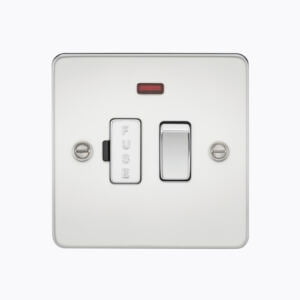 Flat Plate 13A switched fused spur unit with neon - polished chrome