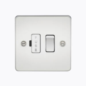 Flat Plate 13A switched fused spur unit - polished chrome