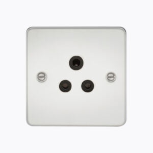 Flat Plate 5A unswitched socket - polished chrome with black insert