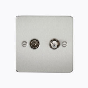 Flat Plate TV and SAT TV Outlet (isolated) - Brushed Chrome